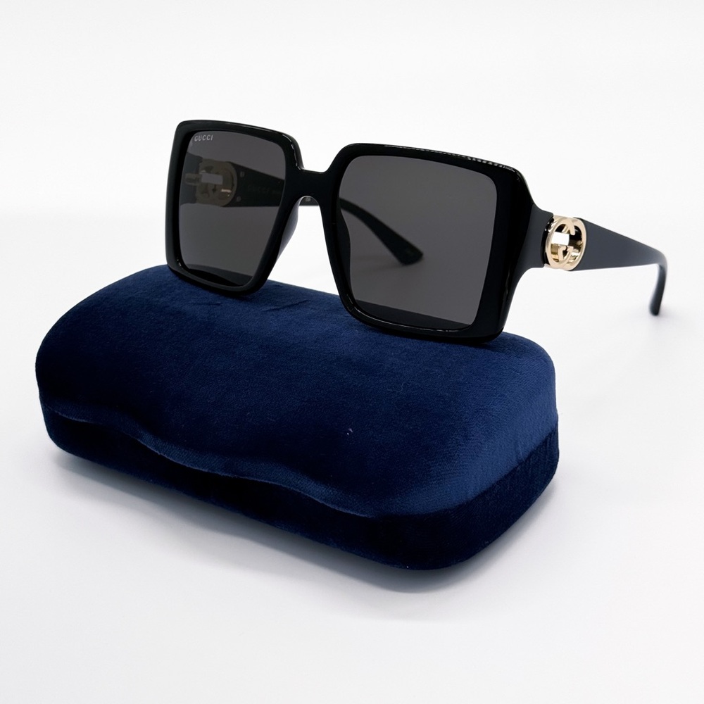 NEW GUCCI GG1692S 001 SQUARE BLACK GREY WOMEN SUNGLASSES GUCCI